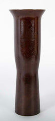 Japanese Patinated Bronze Vase in Columnar Form with Flared Rim