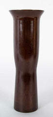 Japanese Patinated Bronze Vase in Columnar Form with Flared Rim