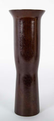 Japanese Patinated Bronze Vase in Columnar Form with Flared Rim
