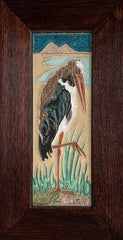 Two Dutch Royal Delft Cloisonne Tiles with Egyptian Marabou Design