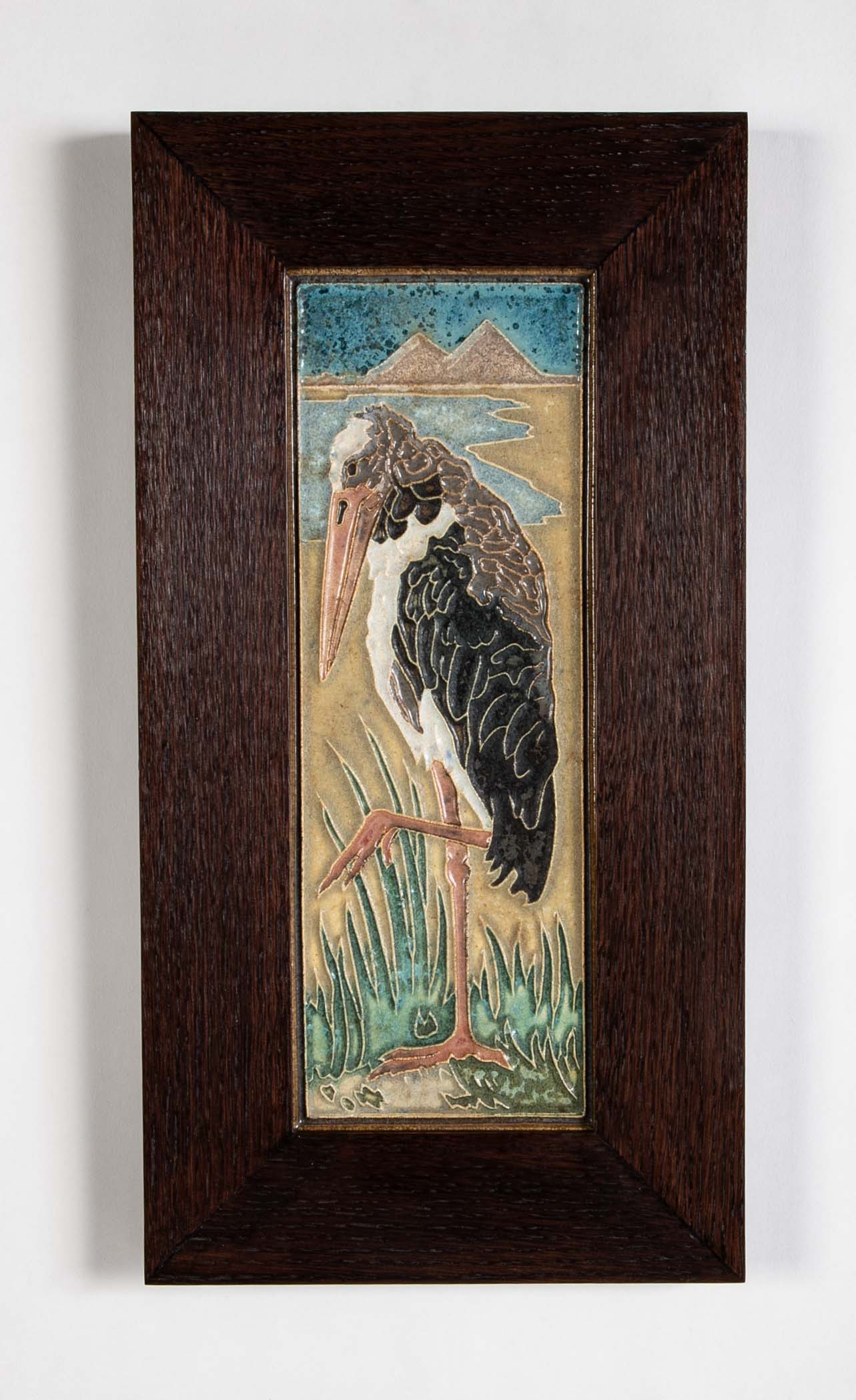 Two Dutch Royal Delft Cloisonne Tiles with Egyptian Marabou Design