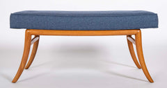 Pair of T.H. Robsjohn-Gibbings Model 2021 Mahogany Upholstered Seat Benches