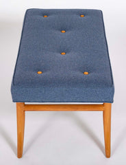 Pair of T.H. Robsjohn-Gibbings Model 2021 Mahogany Upholstered Seat Benches