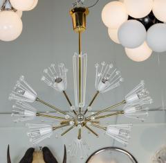 Floral Sputnik Chandelier in White Lacquer and Brass