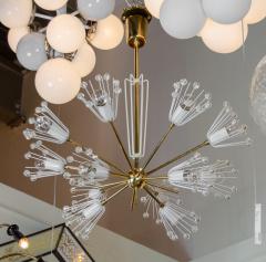 Floral Sputnik Chandelier in White Lacquer and Brass