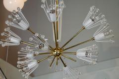 Floral Sputnik Chandelier in White Lacquer and Brass