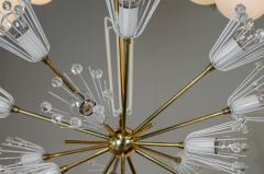 Floral Sputnik Chandelier in White Lacquer and Brass