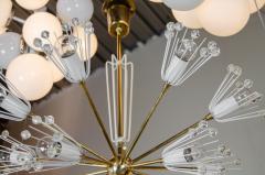 Floral Sputnik Chandelier in White Lacquer and Brass