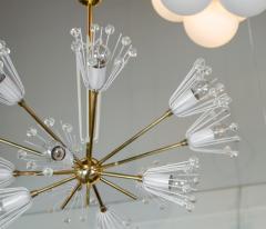Floral Sputnik Chandelier in White Lacquer and Brass