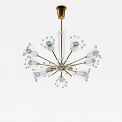 Floral Sputnik Chandelier in White Lacquer and Brass