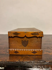 19th Century Folk Art Box with Inlaid Hearts