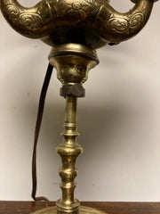 An Early 19th Century French Bouillotte Lamp with Green Tole Shade