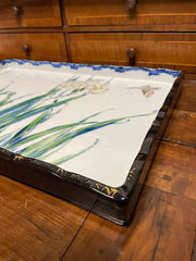 Japanese Hand Painted and Gilt Porcelain Tray Floral and Butterfly Decoration