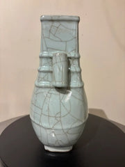 19th Chinese Hu Shaped Celadon Porcelain Vase with Crackle Glaze