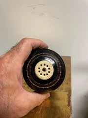 Whaler Made Bone and Ebonized Wood Round Lidded Box