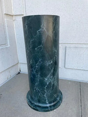 Monumental Neoclassical Column Form Faux Green Marble Painted Wood Pedestal