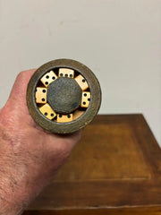 Early 20th Century Leather Dice Cup with 7 Dice Inset into the Top