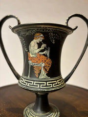 Ancient Greek Style Hand Painted Kantharos, Drinking Cup with High Handles