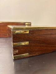 Set of Three 19th C Regency Anglo Indian Rosewood Boxes with Brass Mounts