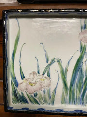 Japanese Hand Painted and Gilt Porcelain Tray Floral and Butterfly Decoration