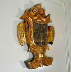 Large 18th Century Spanish Carved & Gilt Wood Armorial Cartouche