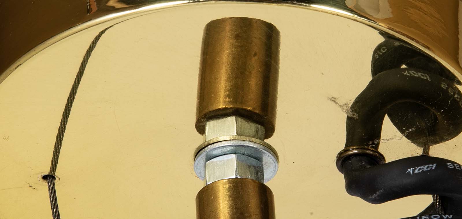 Mid-Century Counterweight-Adjustable Pierced Brass Pendant