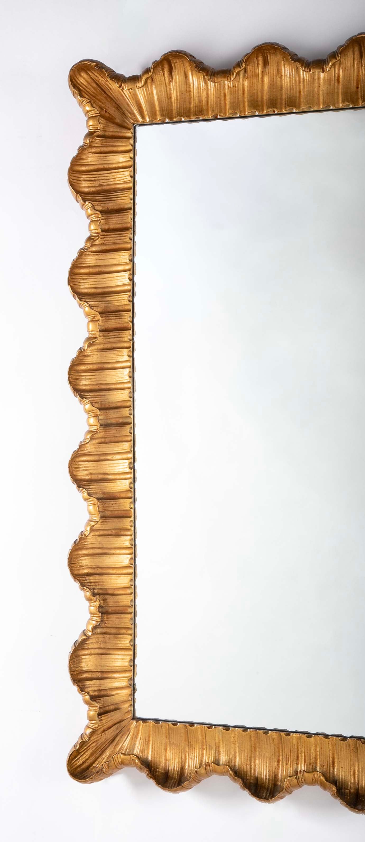 Mid-Century Gilt Scallop Frame Mirror