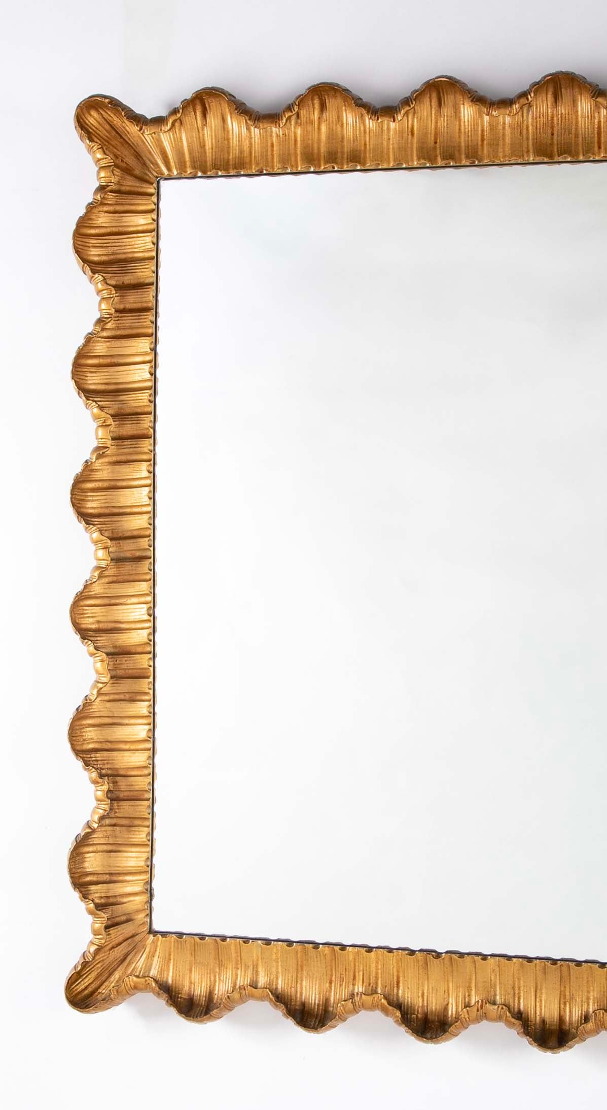 Mid-Century Gilt Scallop Frame Mirror