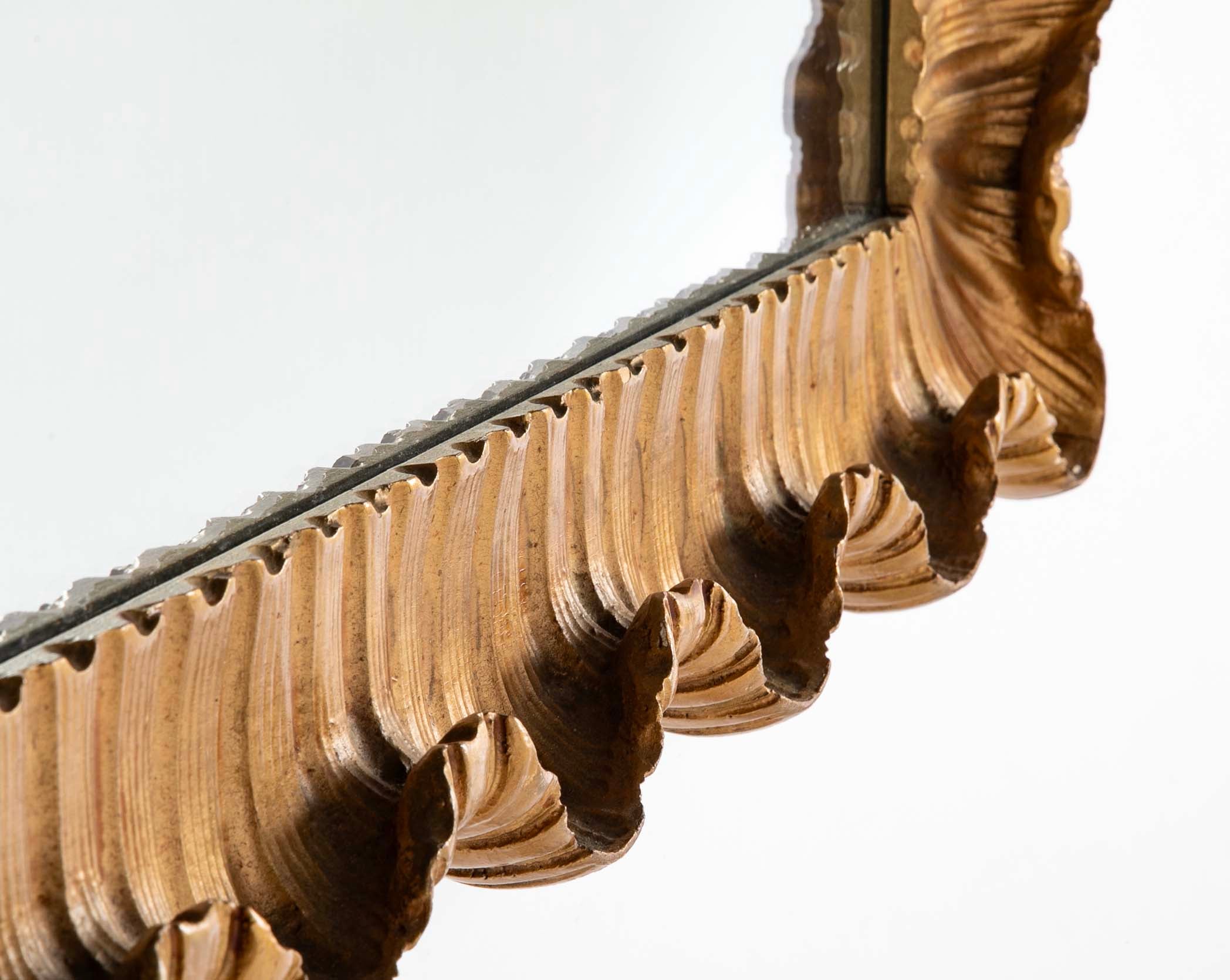 Mid-Century Gilt Scallop Frame Mirror