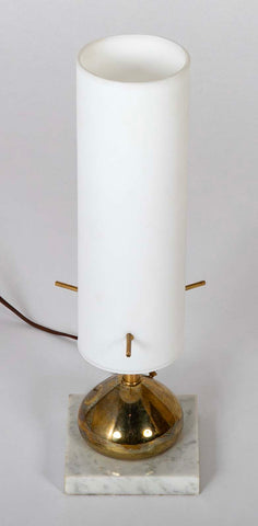 Pair of Brass and Opaline Table Lamps