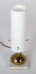 Pair of Mid-Century Italian Brass and Opaline Table Lamps