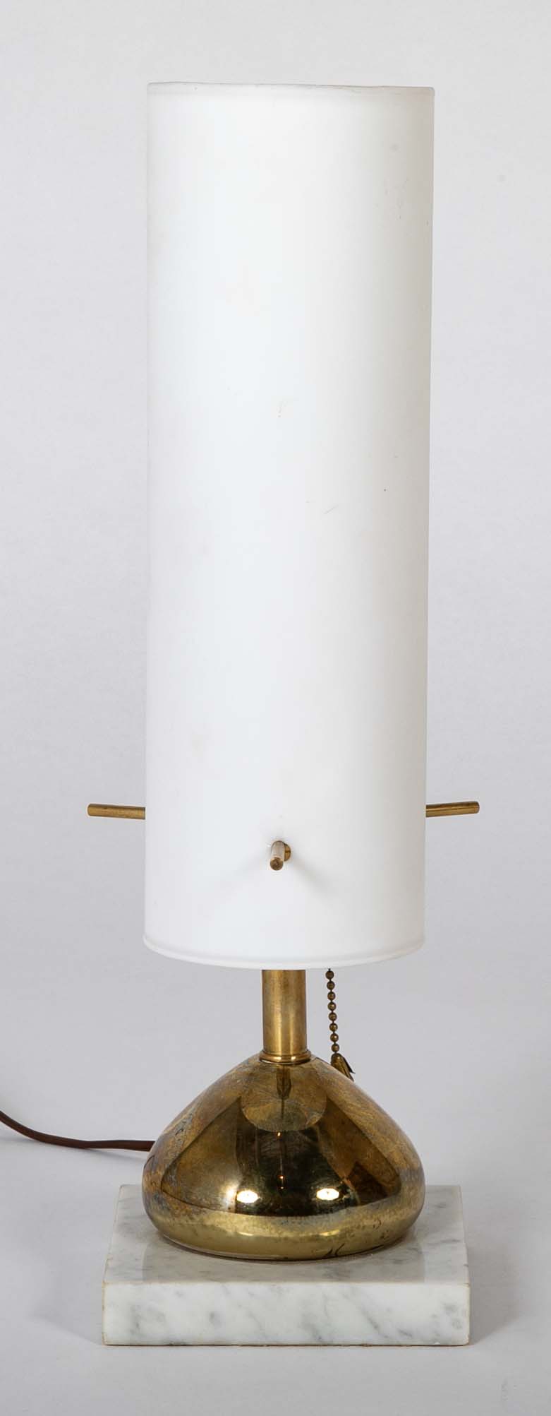 Pair of Mid-Century Italian Brass and Opaline Table Lamps