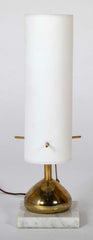 Pair of Mid-Century Italian Brass and Opaline Table Lamps