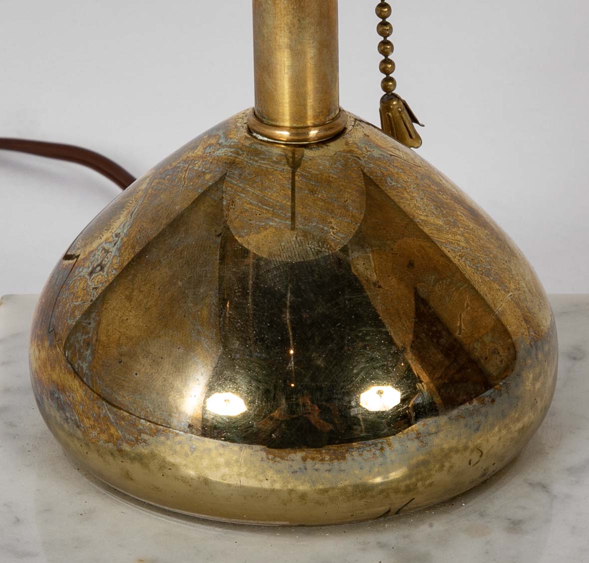 Pair of Mid-Century Italian Brass and Opaline Table Lamps