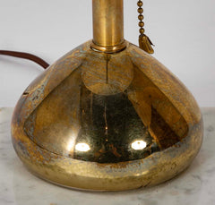 Pair of Mid-Century Italian Brass and Opaline Table Lamps