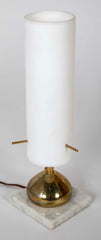 Pair of Mid-Century Italian Brass and Opaline Table Lamps