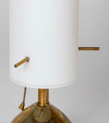 Pair of Mid-Century Italian Brass and Opaline Table Lamps
