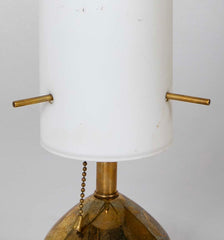 Pair of Mid-Century Italian Brass and Opaline Table Lamps