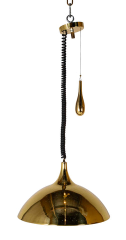 Mid-Century Counterweight-Adjustable Pierced Brass Pendant