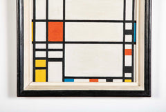 Mid-Century Unsigned Oil on Board Inspired by Mondrian