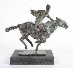 Black Isle Bronze by Leonie Gibbs of a Winged Figure on a Horse
