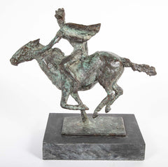 Black Isle Bronze by Leonie Gibbs of a Winged Figure on a Horse