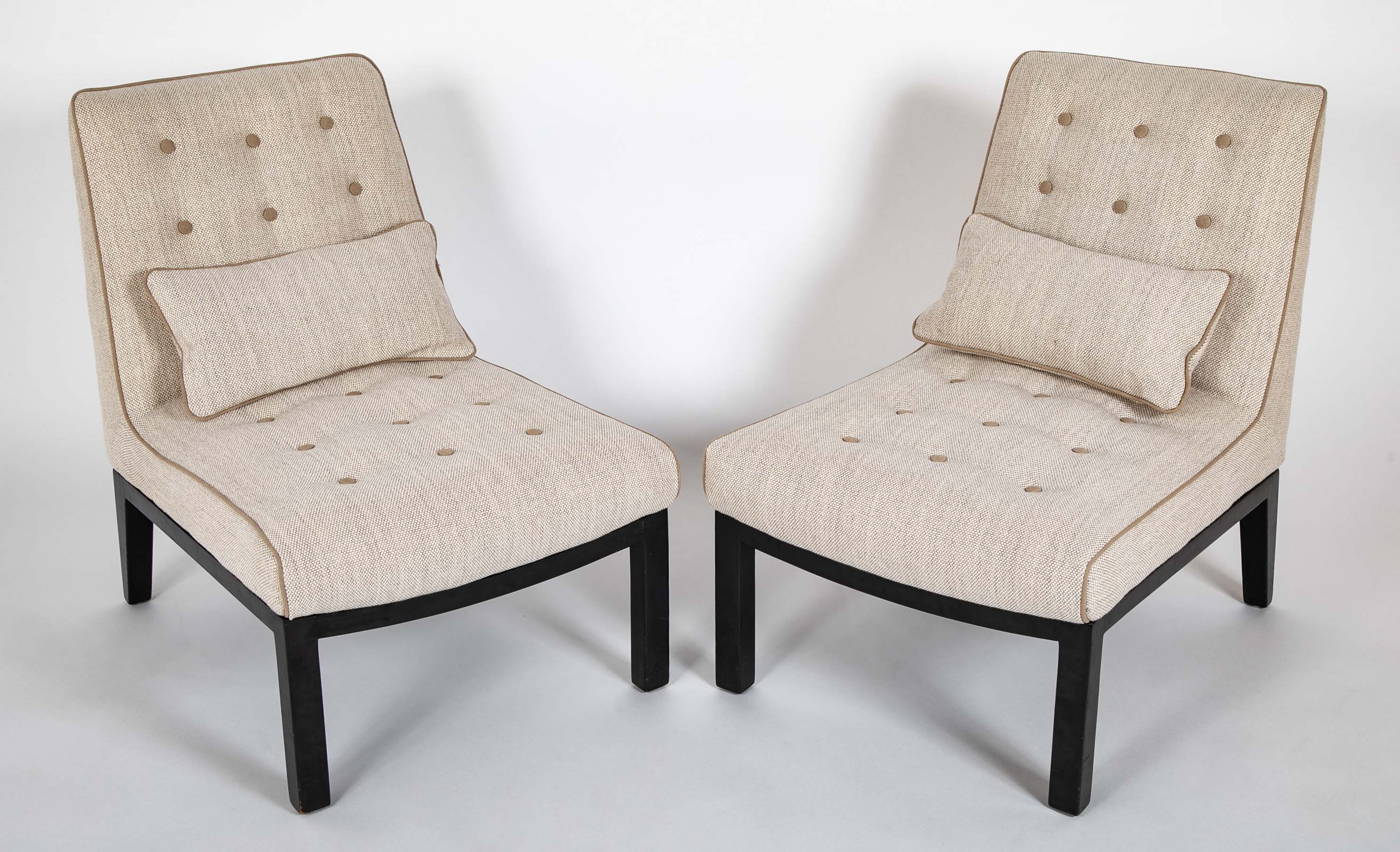 Pair of Mid-Century Slipper Chairs Designed by E. Wormley for Dunbar