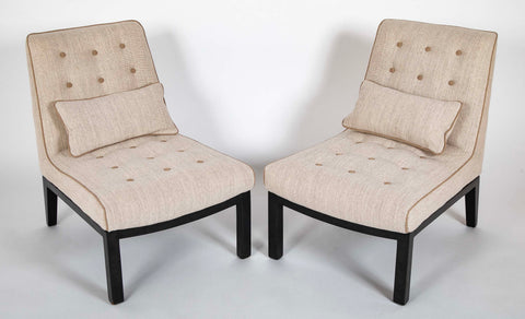 Pair of Mid-Century Slipper Chairs Designed by E. Wormley for Dunbar