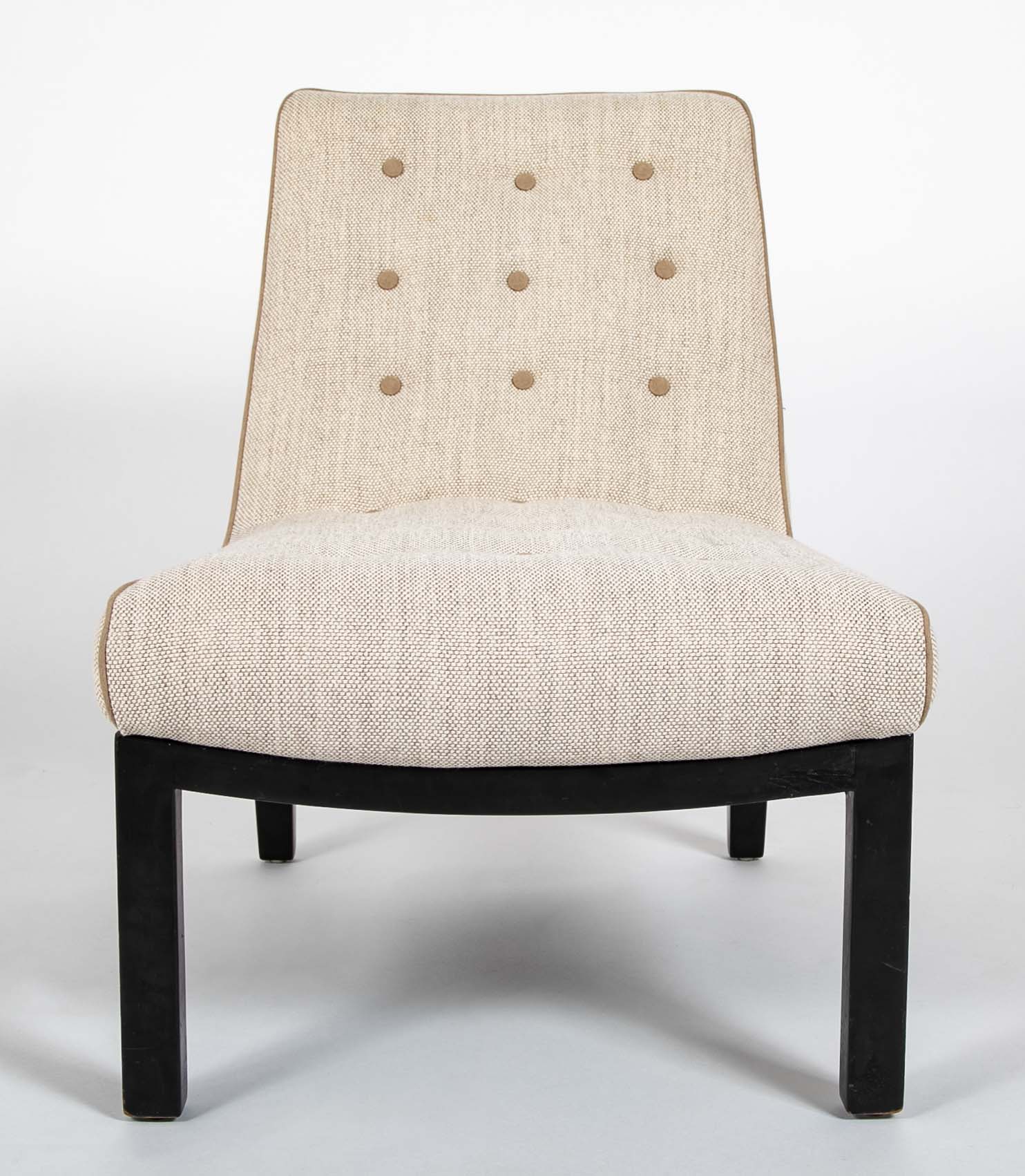 Pair of Mid-Century Slipper Chairs Designed by E. Wormley for Dunbar