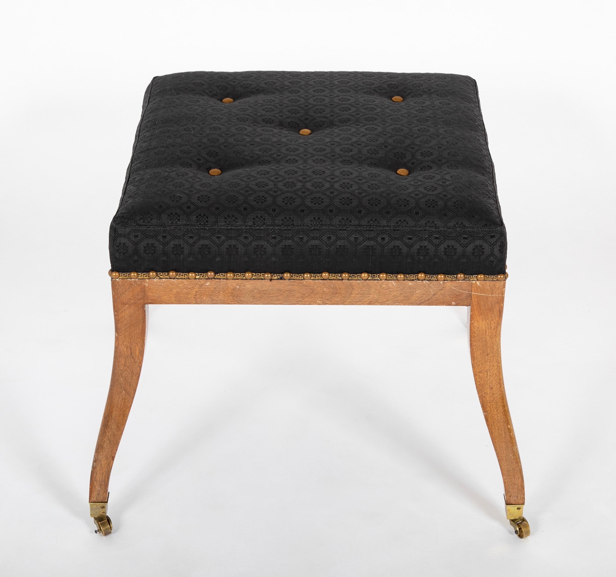 Georgian Stool Upholstered in Quality Black Horsehair