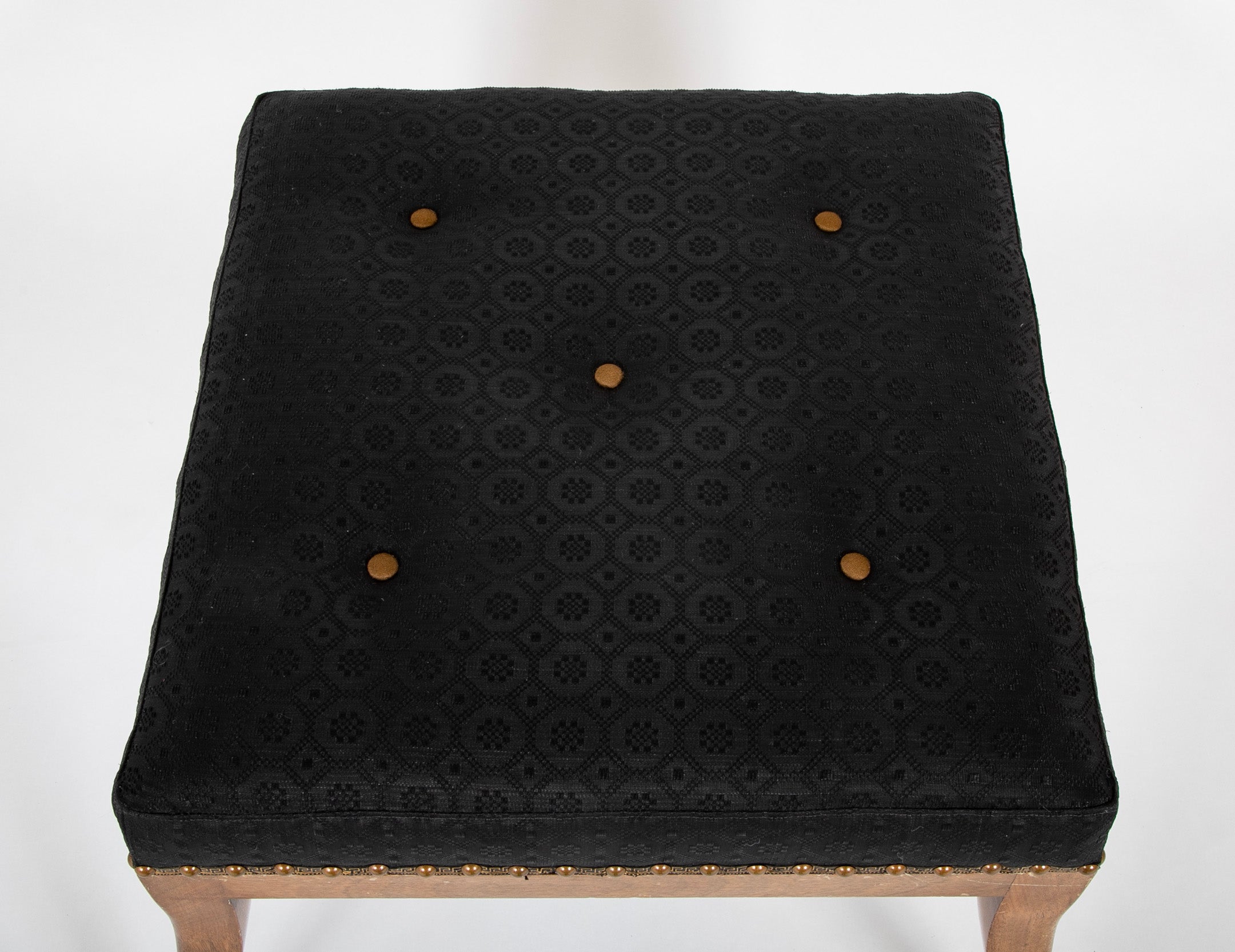 Georgian Stool Upholstered in Quality Black Horsehair