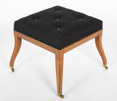 Georgian Stool Upholstered in Quality Black Horsehair