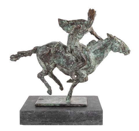 Black Isle Bronze by Leonie Gibbs of a Winged Figure on a Horse