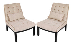 Pair of Mid-Century Slipper Chairs Designed by E. Wormley for Dunbar